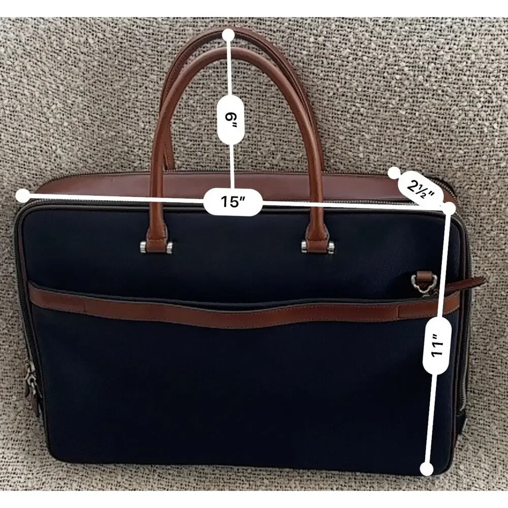 Maverick & Co Odyssey Double-zip Laptop Briefcase Navy Blue New